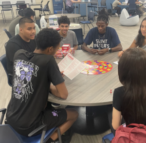 photo of TRIO peer mentors studying at a table