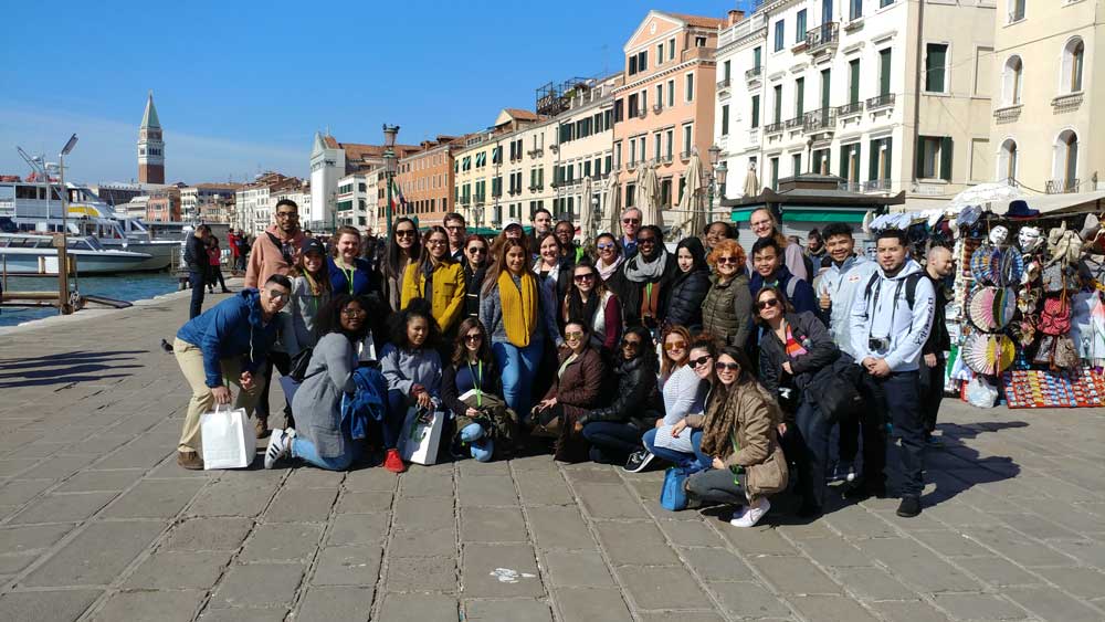 Students in Venice with Professor 